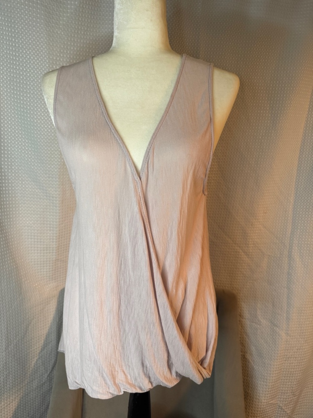 silence + noise Cream Color Draped V-Neck Tank Top